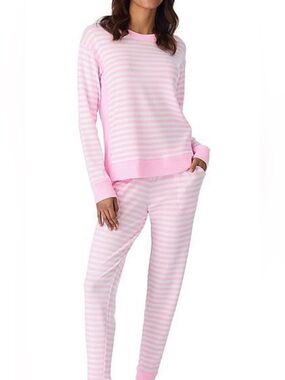 Cuddl Duds Pink & White Woman’s Striped Pajama Set XL